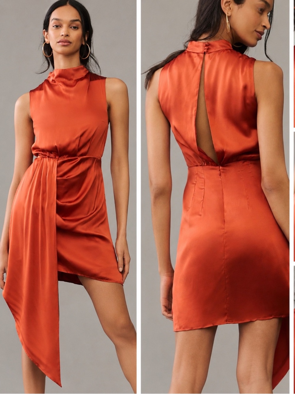 NWT Anthropologie Mock-Neck Draped 100% Silk Elegant Statement Dress , 12